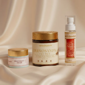 Skin Repair & Glow Trio | Dermosandal Face Pack | Organic Rose Face Mist (Hydrosol) | Moisturizing Cream