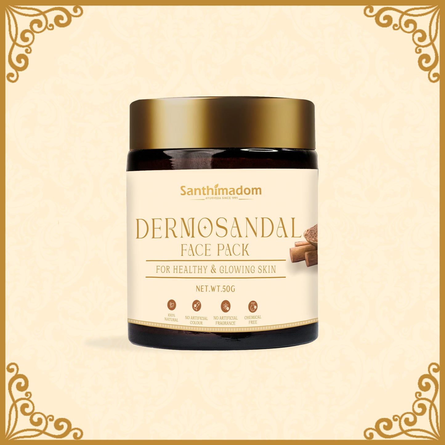 Dermosandal Face Pack | | Ayurvedic Face Pack For Tan Removal | Anti Tan Face Mask | Reduces Acne Scars | 50g