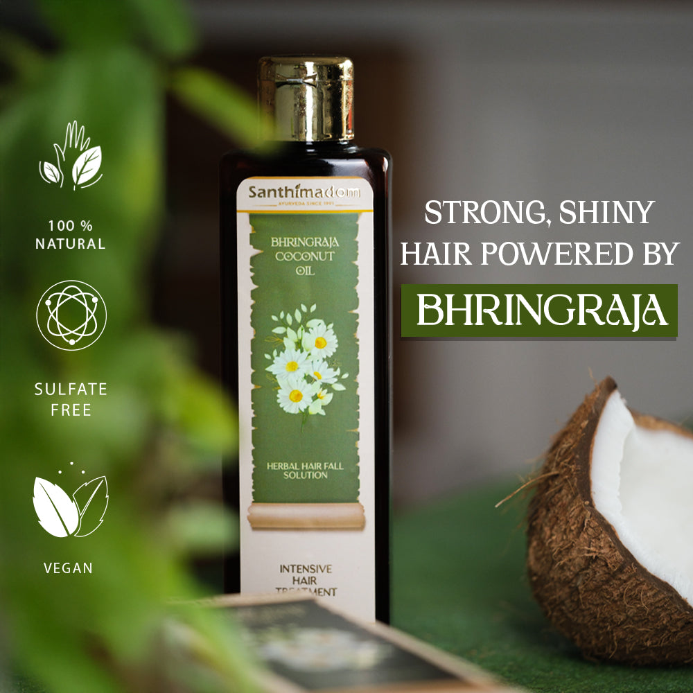 Bhringraja Coconut Oil for Intensive Hair Treatment | Hair Oil |Controls Hair Fall | Promotes Healthy Hair Growth | Mineral Oil Free | Makes Hair Strong | 200ml