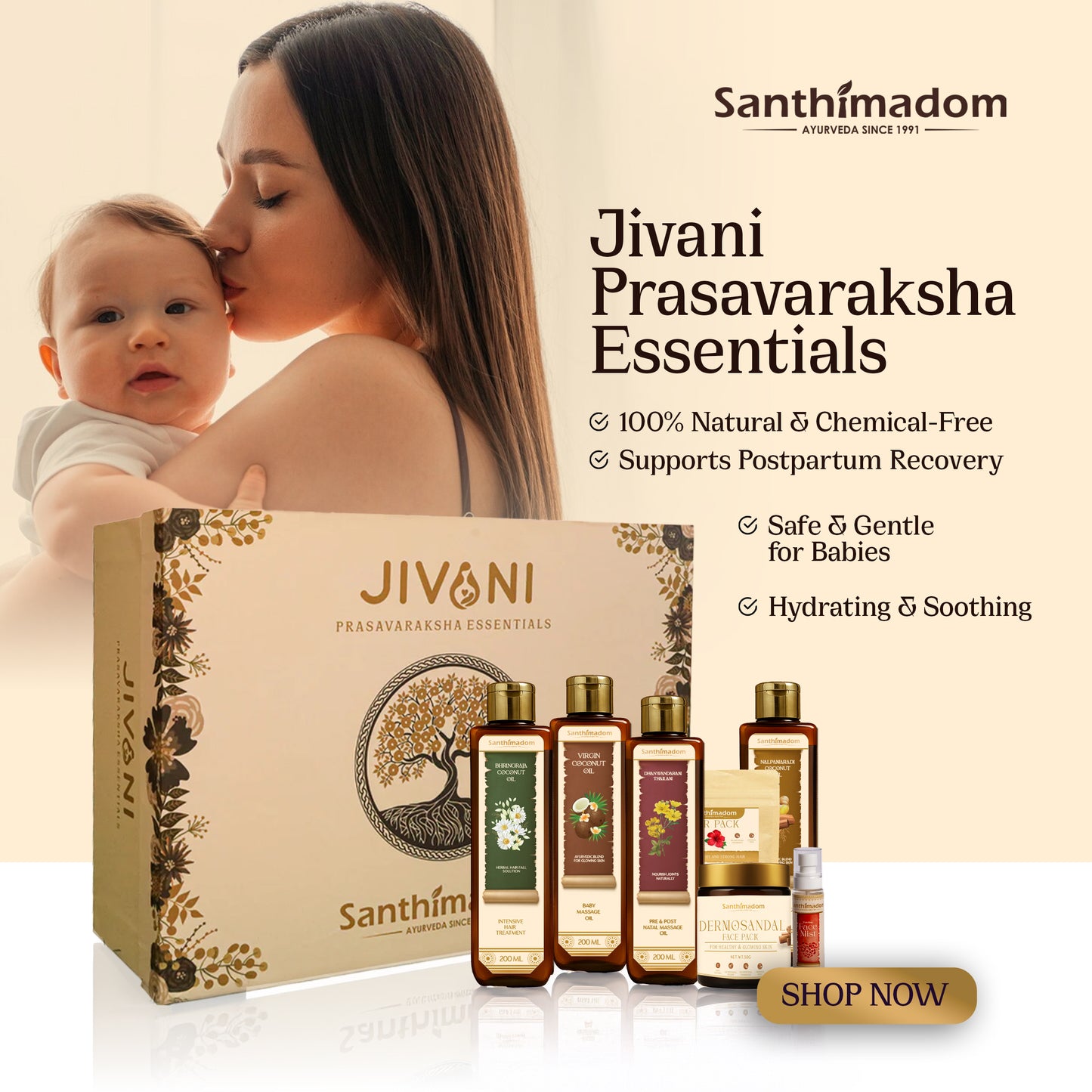 Jivani Prasavaraksha Essentials | 100% Natural & Chemical-Free | Supports Postpartum Recovery | Safe & Gentle for Babies | Hydrating & Soothing