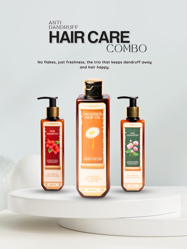 Front view of Santhimadom Ayurveda Anti Dandruff Hair Care Combo