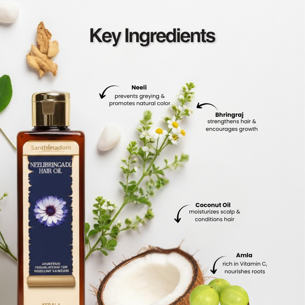 Ayurvedic Neelibringadi hair oil for hair growth and scalp nourishment