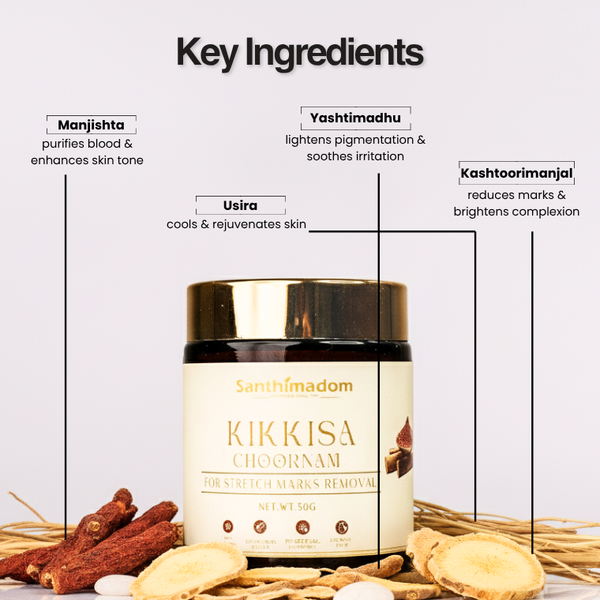 Ayurvedic herbal powder for reducing stretch marks and improving skin texture