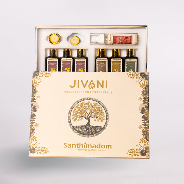 Ayurvedic postpartum care kit for recovery, healing, and wellness after childbirth