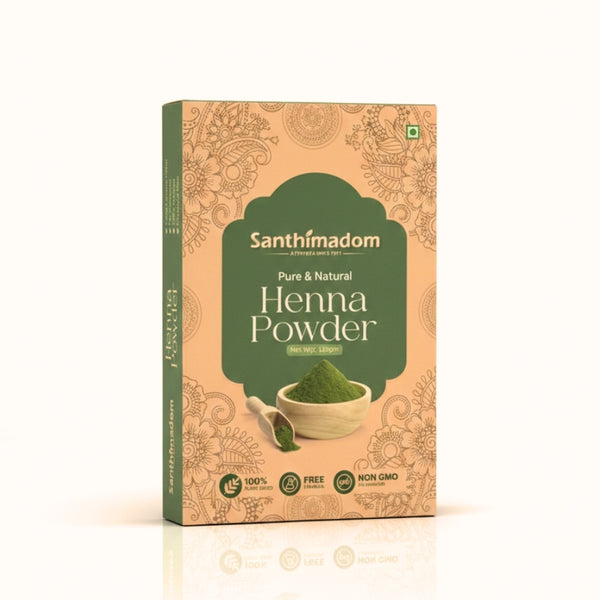 Santhimadom Ayurveda Henna Powder 125g for natural hair colouring and healthy hair care