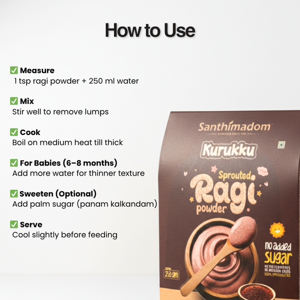 Iron-rich ragi kurukku for healthy growth and energy in babies