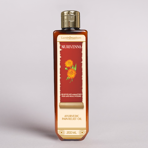 Santhimadom Ayurveda Murivenna oil for wound healing, sprains, and muscle recovery