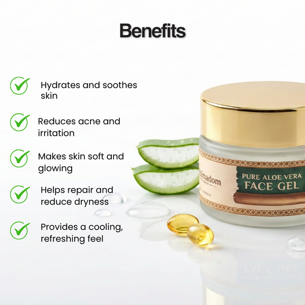 Natural aloe vera face gel for skin hydration and soothing care