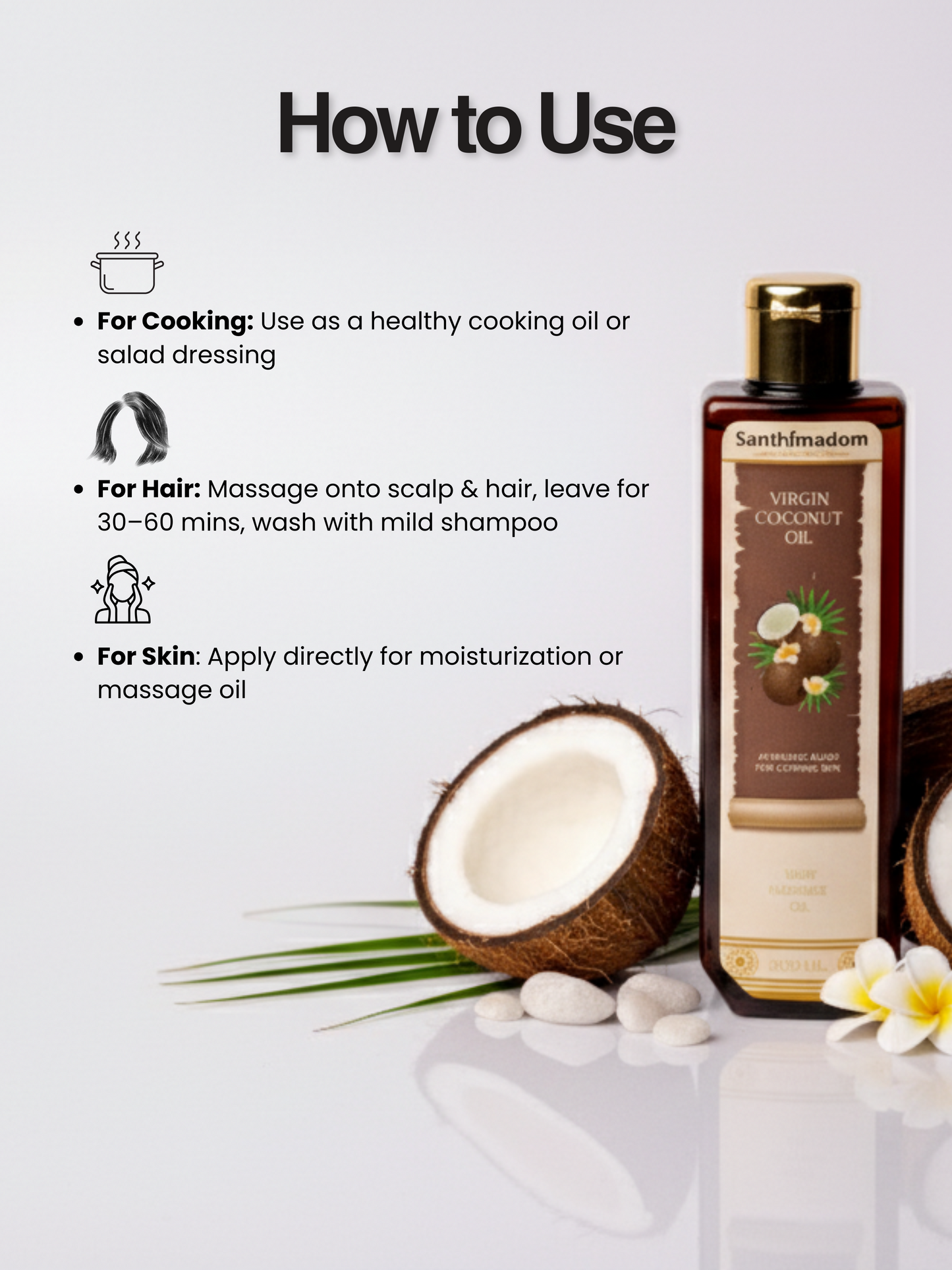 Virgin Coconut Oil for Moisturising Skin and Massaging