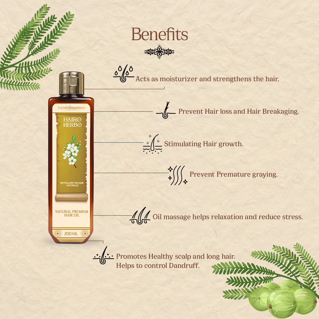 Hairo Herbo for Revitalizing Hair Naturally | Boosts Hair Growth Naturally  | Hair Oil | Controls Hair Fall | Promotes Healthy Hair Growth | Mineral Oil Free | Makes Hair Strong | 200ml