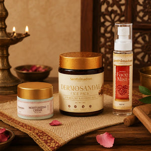 Skin Repair & Glow Trio | Dermosandal Face Pack | Organic Rose Face Mist (Hydrosol) | Moisturizing Cream