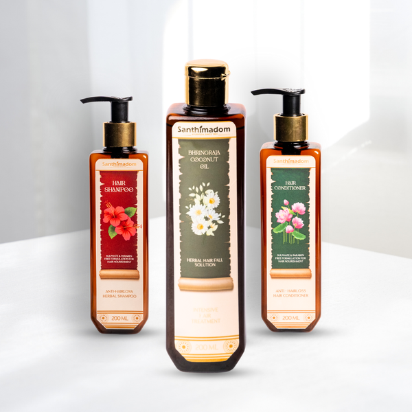 Santhimadom Ayurveda Hair Care Combo for hair growth, hair fall control, and scalp nourishment
