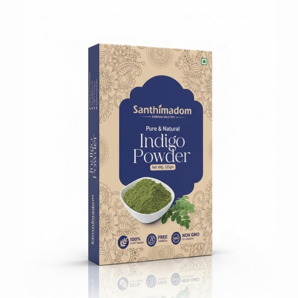 Santhimadom Ayurveda Indigo Powder 125g for natural black hair colour and healthy hair care