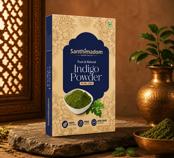 Santhimadom Ayurveda Indigo Powder 125g for natural black hair colour and healthy hair care