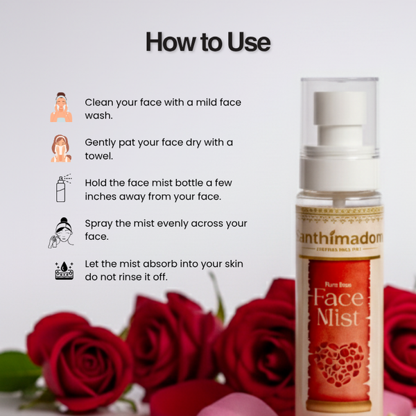 Natural rose water face mist for refreshing, soothing, and balancing skin