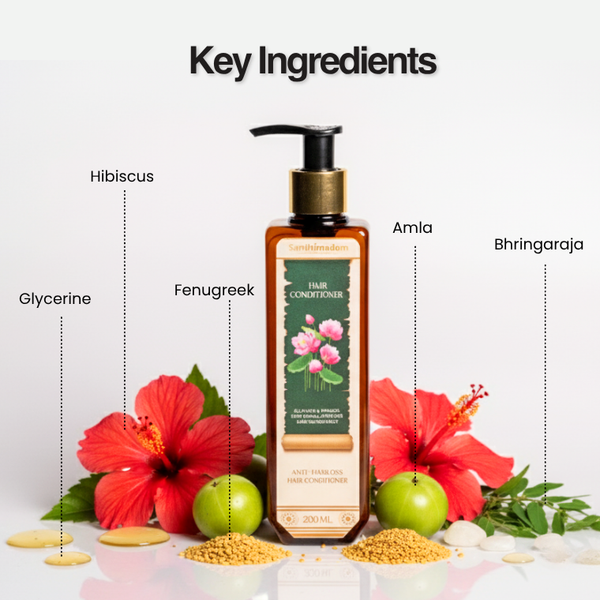 key ingredients of Santhimadom Ayurveda Hair Conditioner packaging