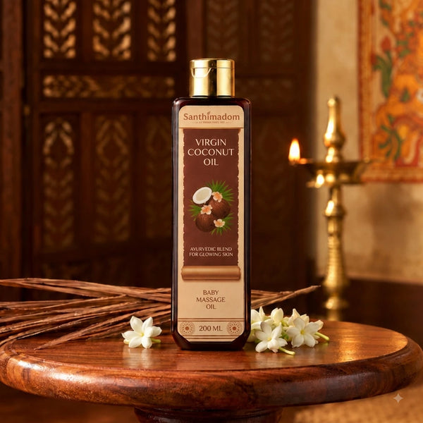 Santhimadom Ayurveda Virgin Coconut Baby Massage Oil for baby skin nourishment and massage care